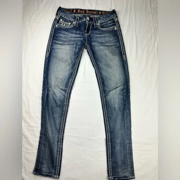 Rock Revival Women's Blue Raven skinny Jeans size 26 - Picture 2 of 7
